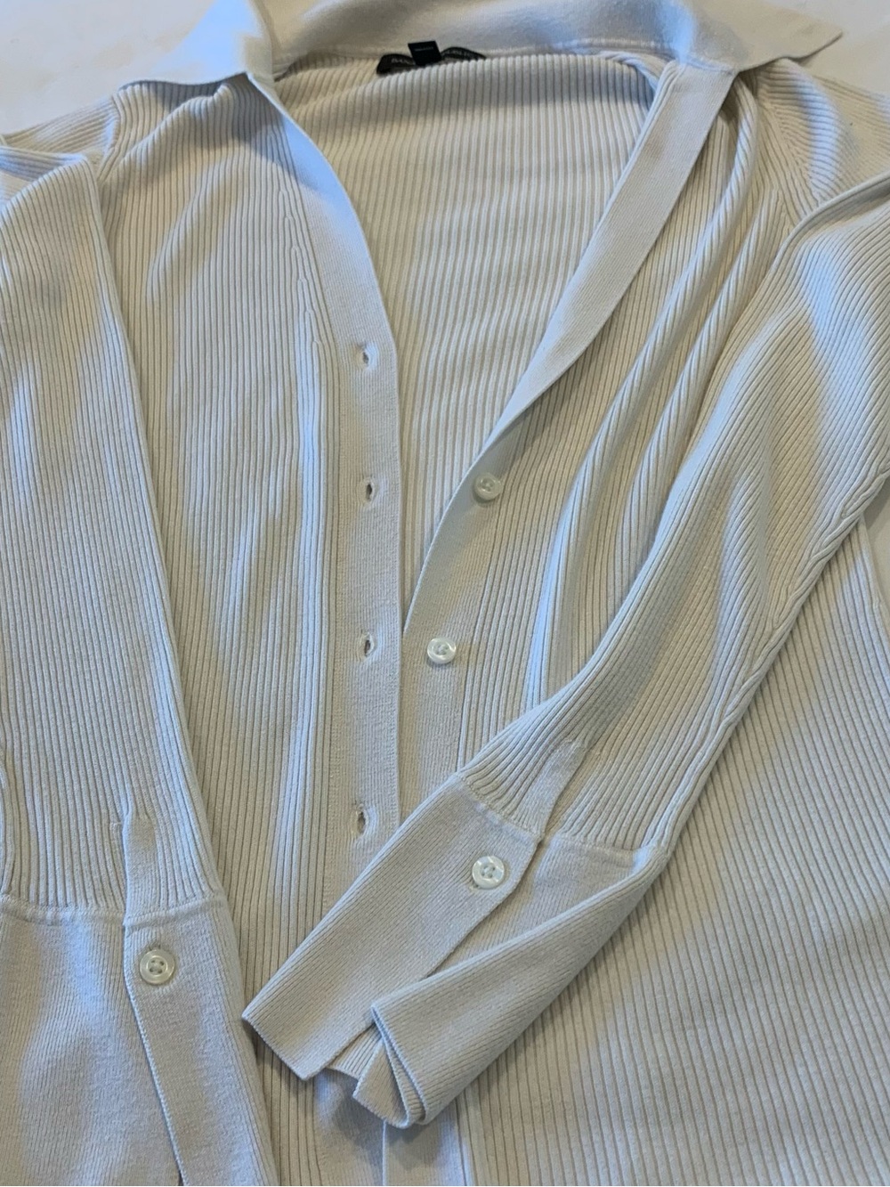 Banana Republic Off White Ribbed Button-Front Cardigan/Top